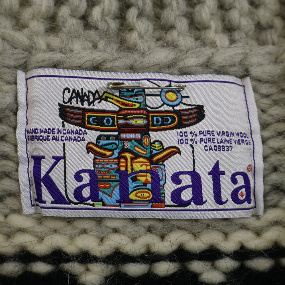 ka na ta(カナタ) カウチン ニットセーター グレー/ホワイト