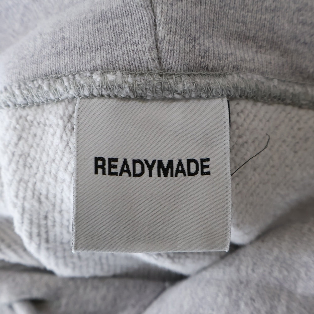READY MADE(レディメイド) Destruction is aiso creation smile hoodie スマイル刺繍 バックロゴプリントフーディ RE-CO-GY-00-00-245 グレー