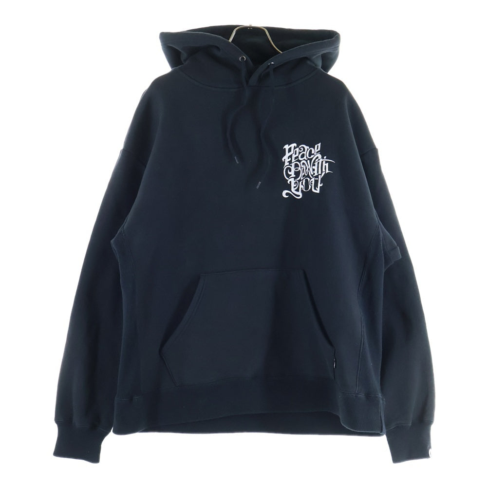 EXAMPLE(エグザンプル) Peace Be With You グラフィック刺繍 ロゴフーディ ブラック