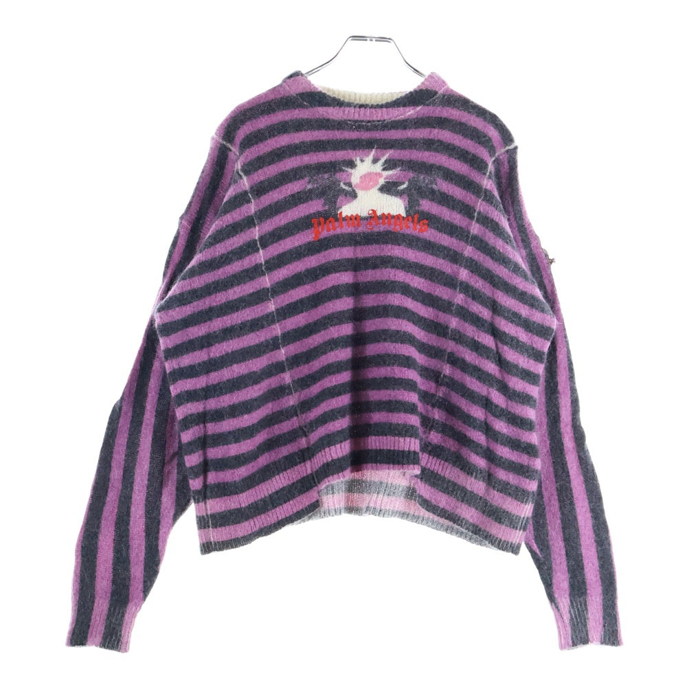 MONCLER モンクレール × PALM ANGELS パームエンジェルス ロゴバッチ付き ニットセーター パープル E209L9000400 A9128 MONCLER(モンクレール) × PALM ANGELS パームエンジェルス ロゴバッチ