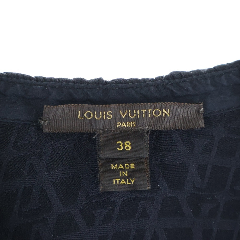 LOUIS VUITTON(ルイヴィトン) LVロゴ総柄 シルク ワンピース ブラウス ブラック レディース