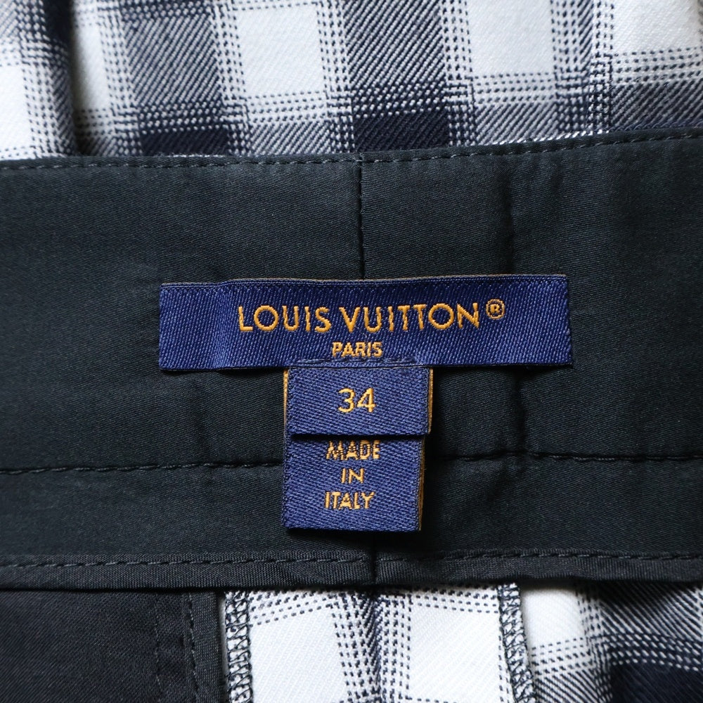 LOUIS VUITTON(ルイヴィトン) 23AW モノグラム ヴィシーチェック スラックスパンツ RW232W 012 FPPA23 ホワイト/ネイビー レディース