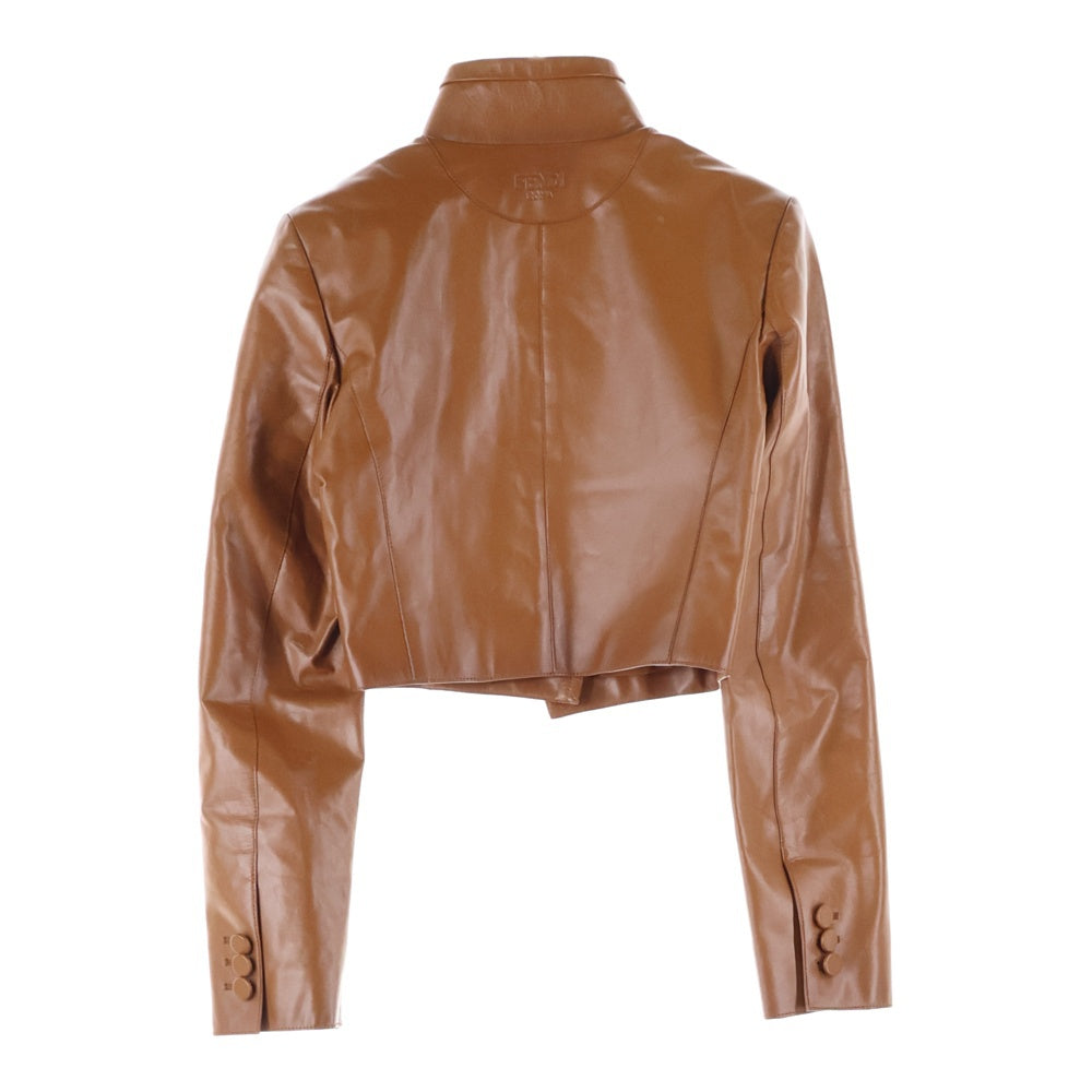 FENDI(フェンディ) 20SS Cropped Leather Jacket クロップドレザージャケット レディースレザージャケット FPJ930 ALBW ブラウン