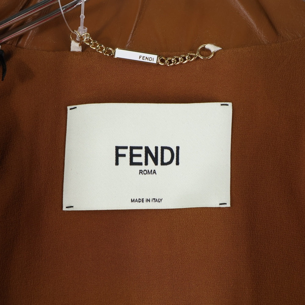 FENDI(フェンディ) 20SS Cropped Leather Jacket クロップドレザージャケット レディースレザージャケット FPJ930 ALBW ブラウン