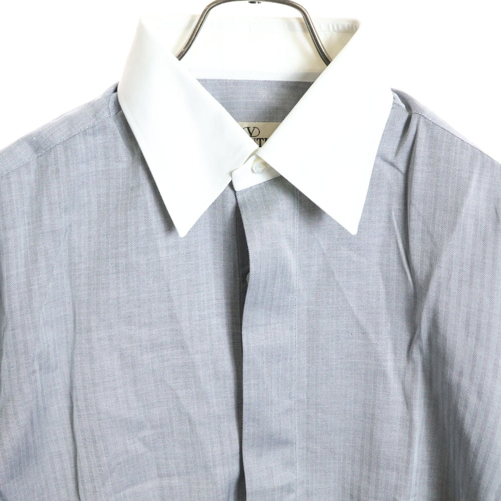 VALENTINO(ヴァレンティノ) クレリック 襟切り替え 長袖シャツ グレー