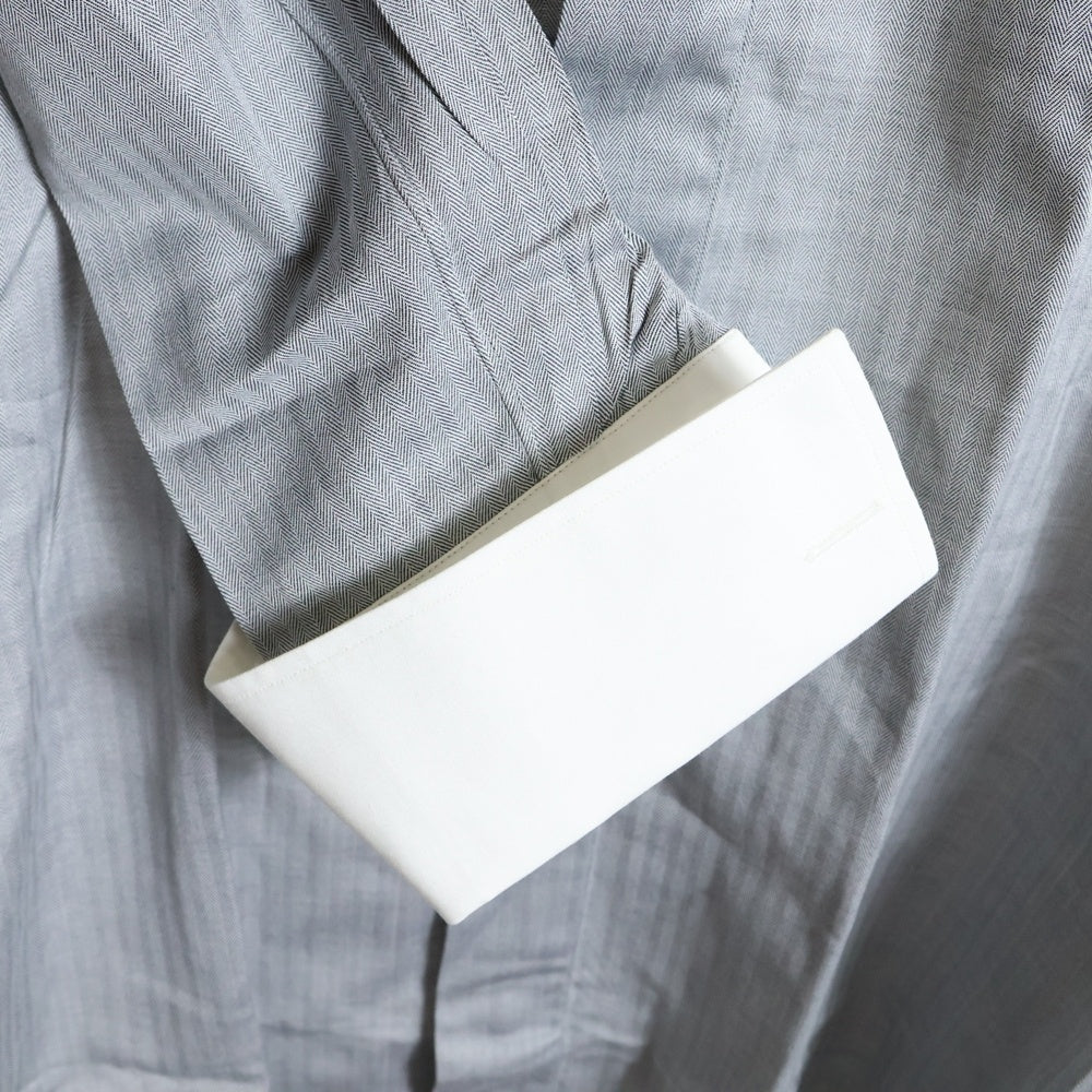 VALENTINO(ヴァレンティノ) クレリック 襟切り替え 長袖シャツ グレー