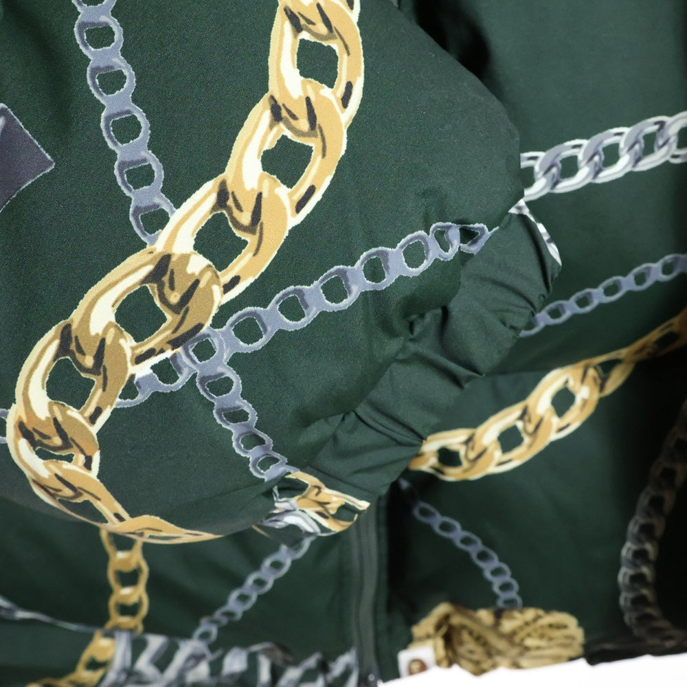A BATHING APE(アベイシングエイプ) JEWELS SHARK 総柄 ジップアップ ダウンジャケット 001DNJ801002M グリーン