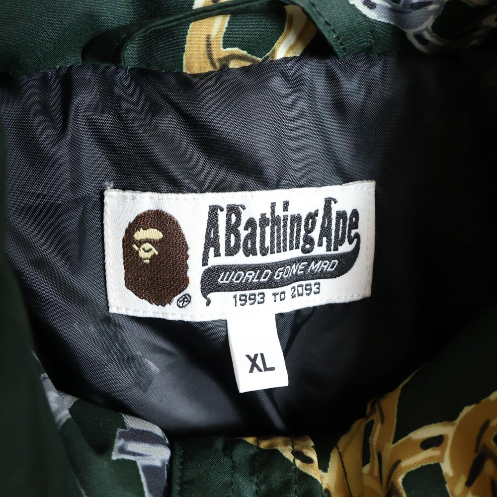 A BATHING APE(アベイシングエイプ) JEWELS SHARK 総柄 ジップアップ ダウンジャケット 001DNJ801002M グリーン