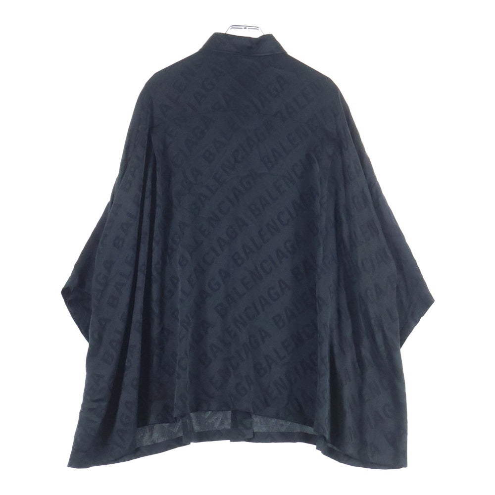 BALENCIAGA(バレンシアガ) 20SS アセテート レーヨン ガンクラブチェック 千鳥格子総柄 ジャガード レギュラーカラー 半袖シャツ ブラック 595038 TID28