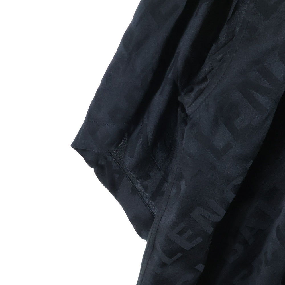 BALENCIAGA(バレンシアガ) 20SS アセテート レーヨン ガンクラブチェック 千鳥格子総柄 ジャガード レギュラーカラー 半袖シャツ ブラック 595038 TID28