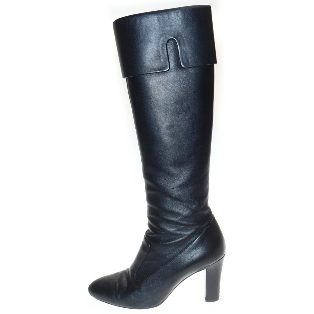 CHANEL(シャネル) ココマーク サイドジップ オールレザー ロングブーツ ブラック G38020 レディース