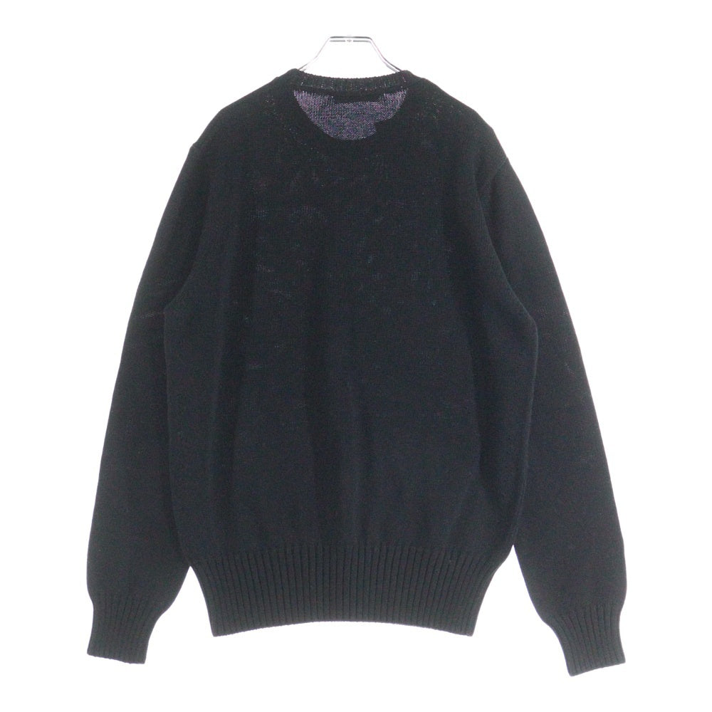 GIVENCHY(ジバンシィ) Sweater Ecru In Cotton With Logo フロントロゴ刺繍 クルーネックニットセーター BM90W04YNM ブラック