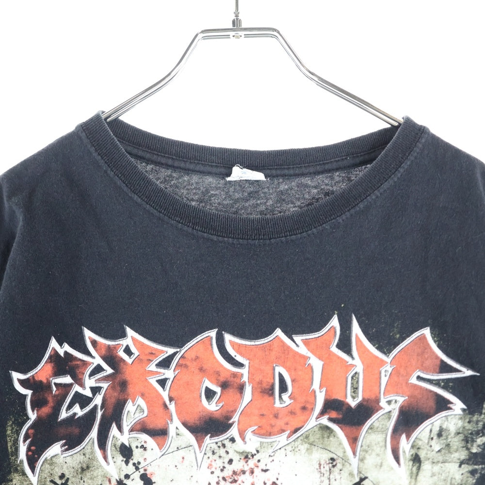 NO BRAND(ノーブランド) 10s EXODUS エクソダス プリント クルーネック半袖Tシャツ ブラック