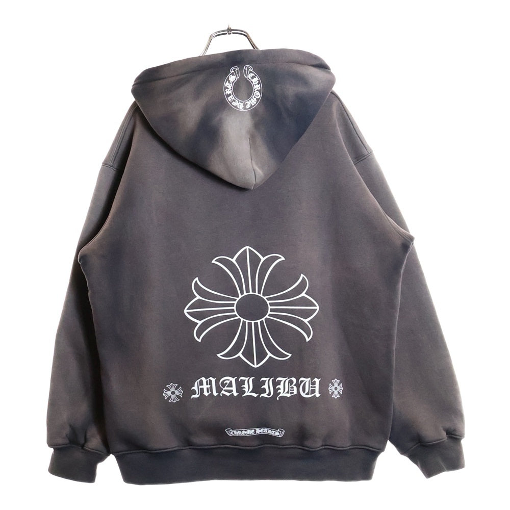 CHROME HEARTS(クロムハーツ) Old Malibu Limited CH Plus Hooded Horseshoe Zip Up Hoodie マリブ限定 オールド サーマル ジップアップフーディプルオーバーパーカー ブラック