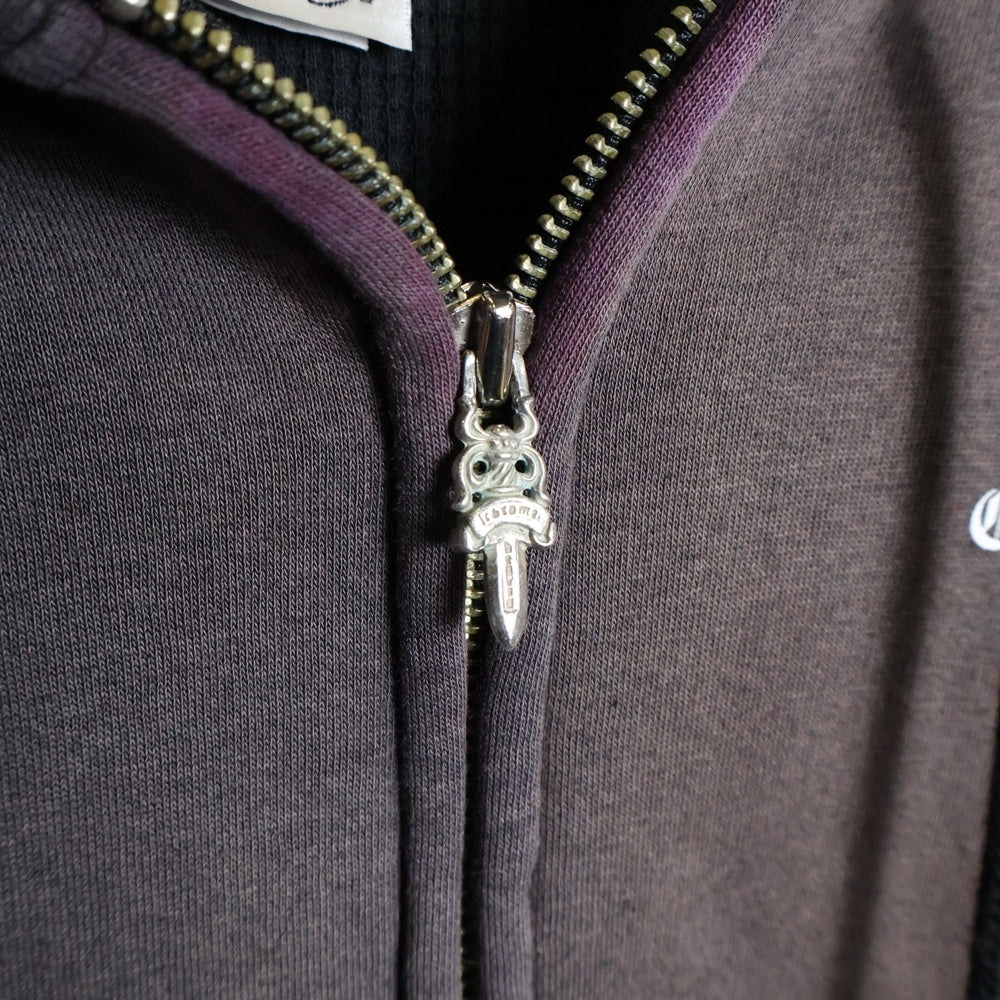 CHROME HEARTS(クロムハーツ) Old Malibu Limited CH Plus Hooded Horseshoe Zip Up Hoodie マリブ限定 オールド サーマル ジップアップフーディプルオーバーパーカー ブラック
