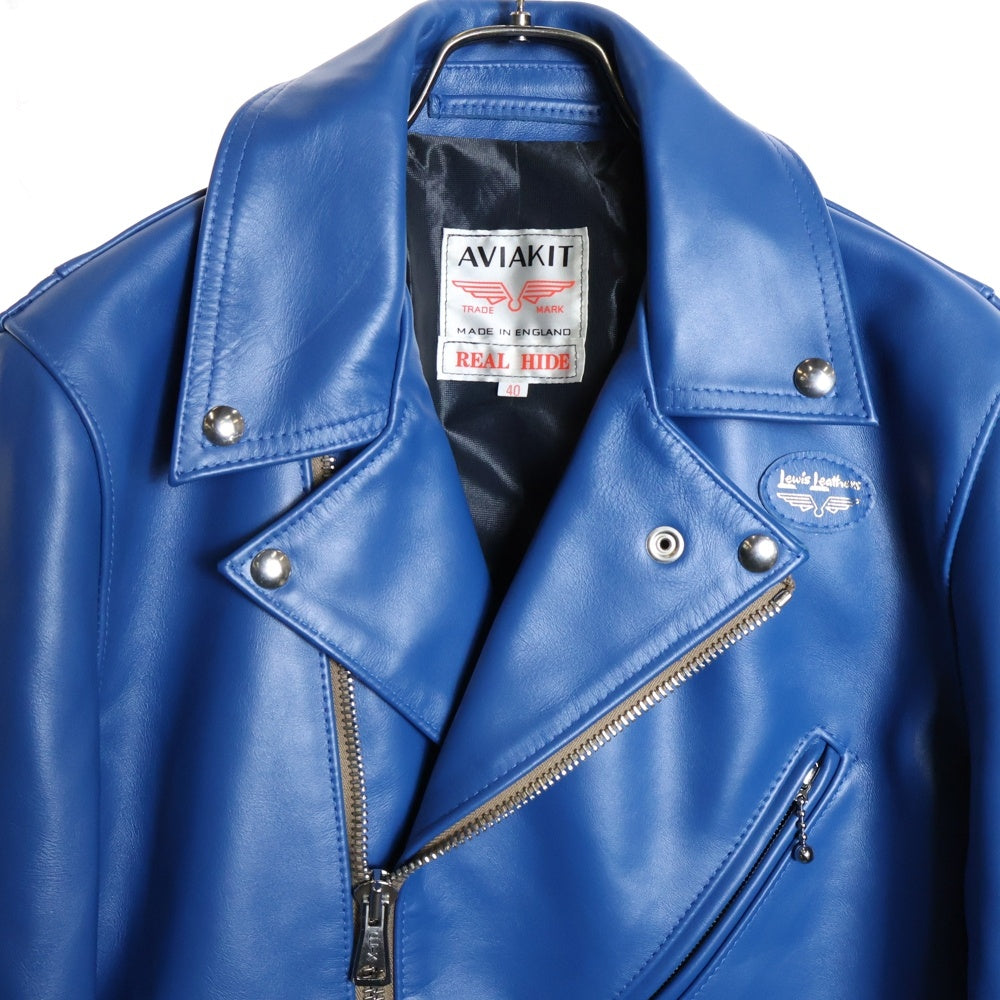 Lewis Leathers(ルイスレザー) CYCLONE サイクロン ホース ハイド ダブルライダース ジャケット ブルー 103MT-1612