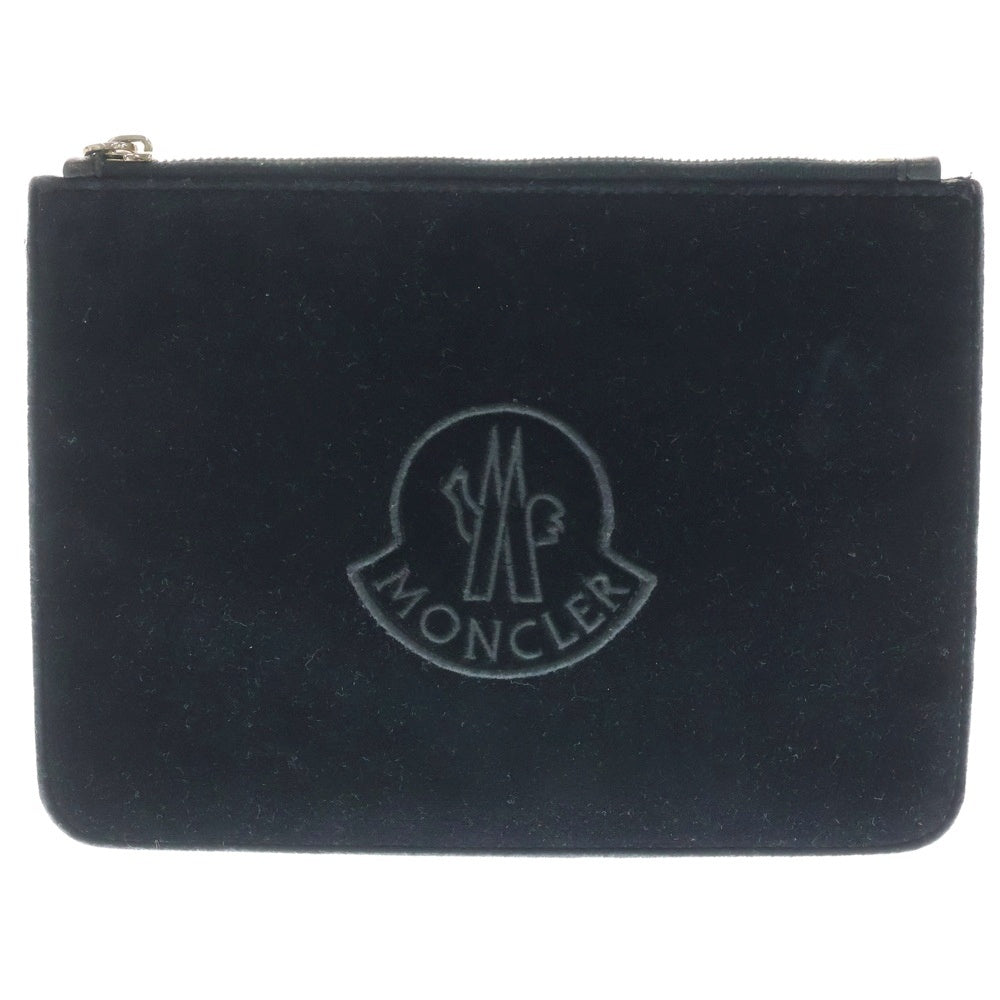 MONCLER(モンクレール) ロゴワッペン ベロア セカンド クラッチバッグ ブラック