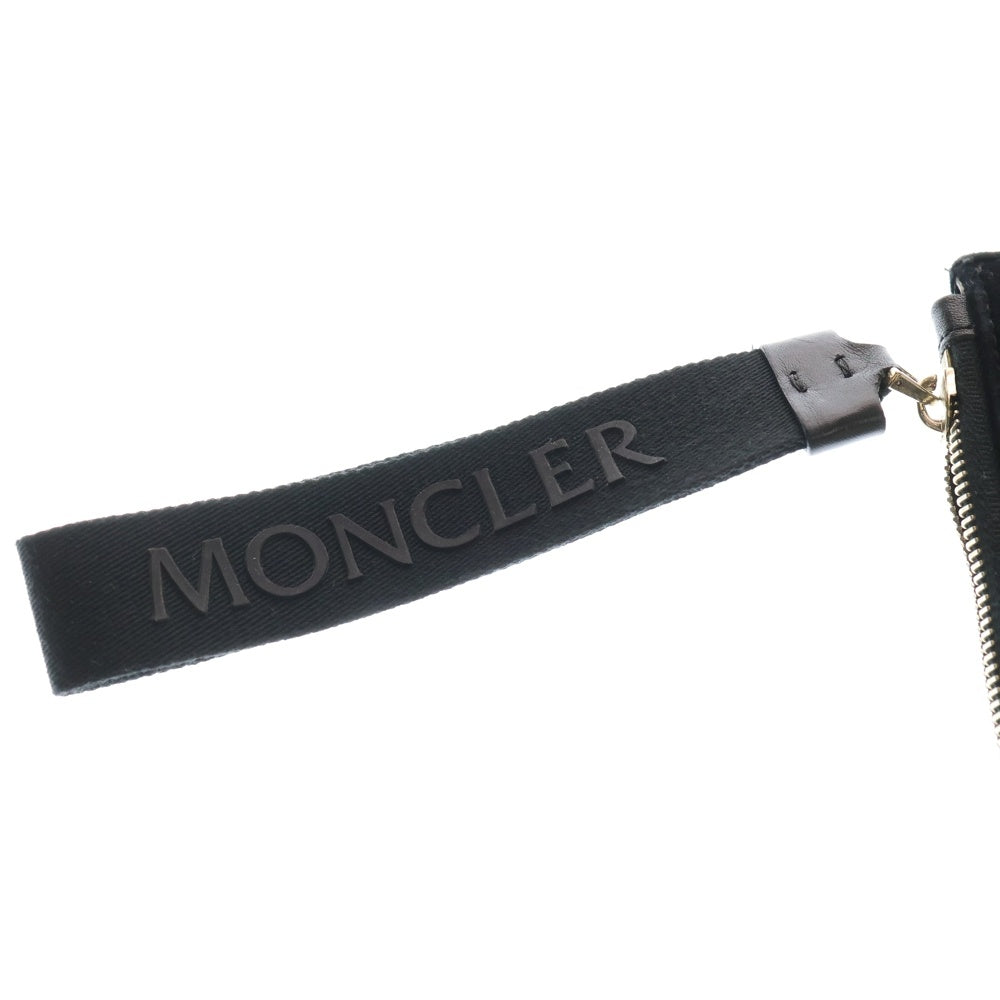 MONCLER(モンクレール) ロゴワッペン ベロア セカンド クラッチバッグ ブラック