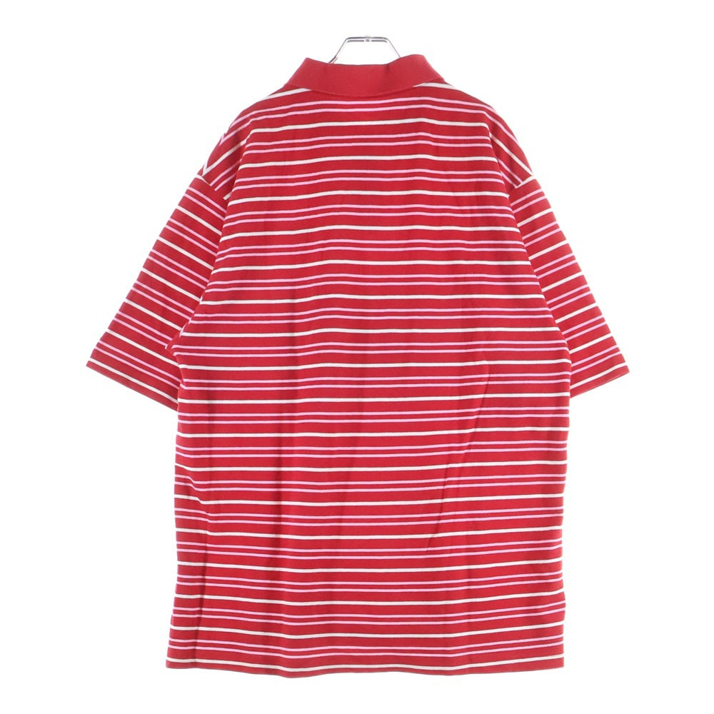 MARTINE ROSE(マーティンローズ) 25SS OVERSIZED PANELLED POLO LOCAL HERO ポロシャツ レッド ボーダー