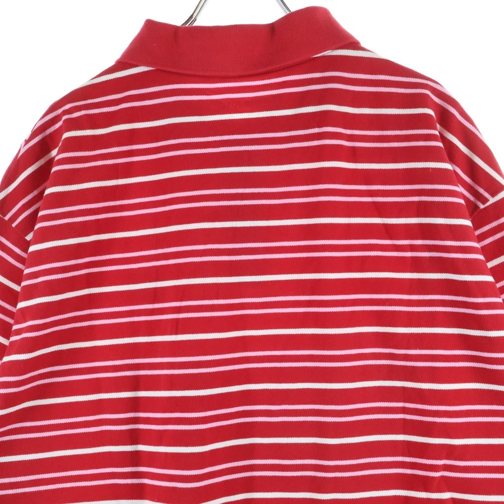 MARTINE ROSE(マーティンローズ) 25SS OVERSIZED PANELLED POLO LOCAL HERO ポロシャツ レッド ボーダー