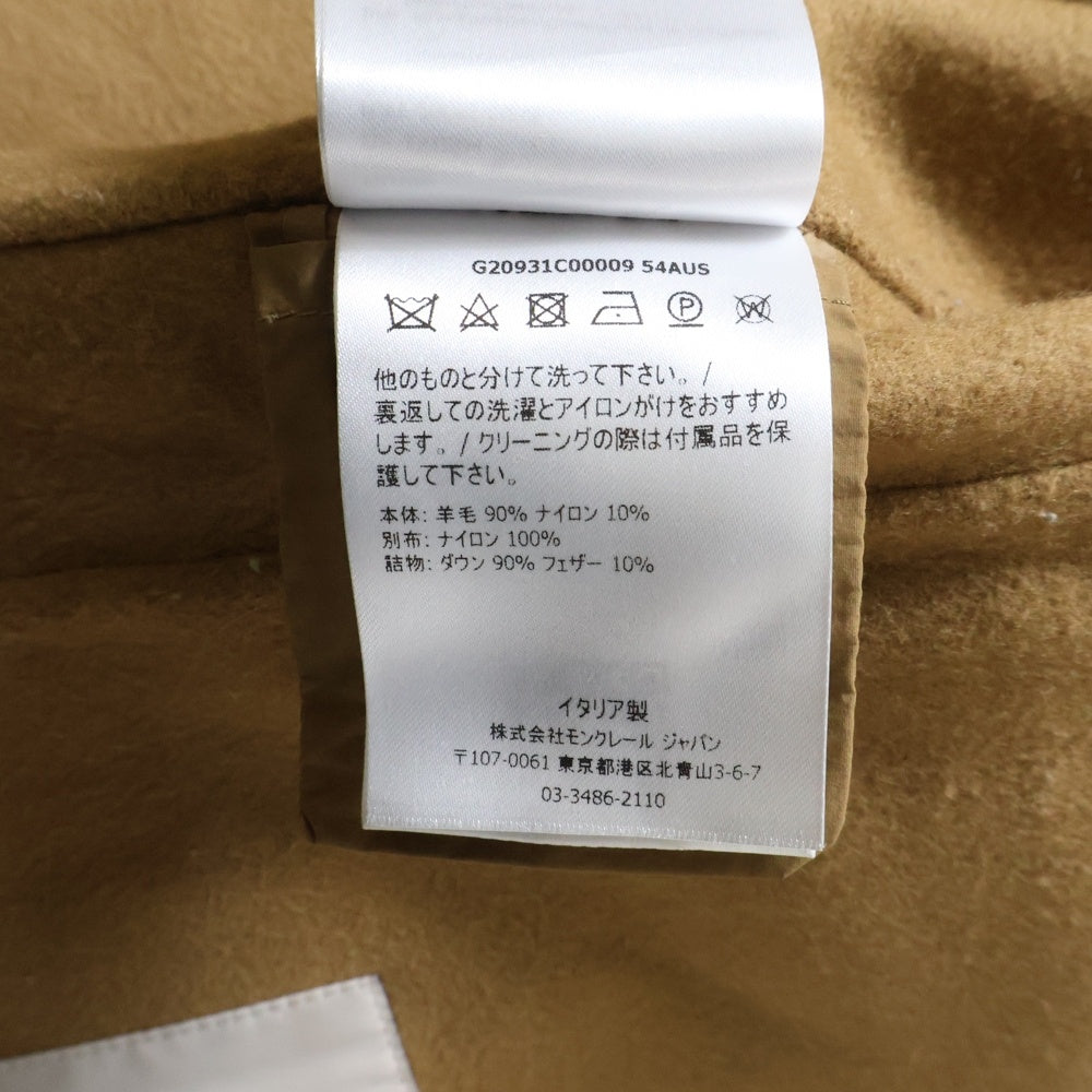 MONCLER(モンクレール) 21AW FLEOLE ダウンフード ロゴリボンベルト付 2WAY ウールロングコート レディース ブラウン G20931C00009 54AUS