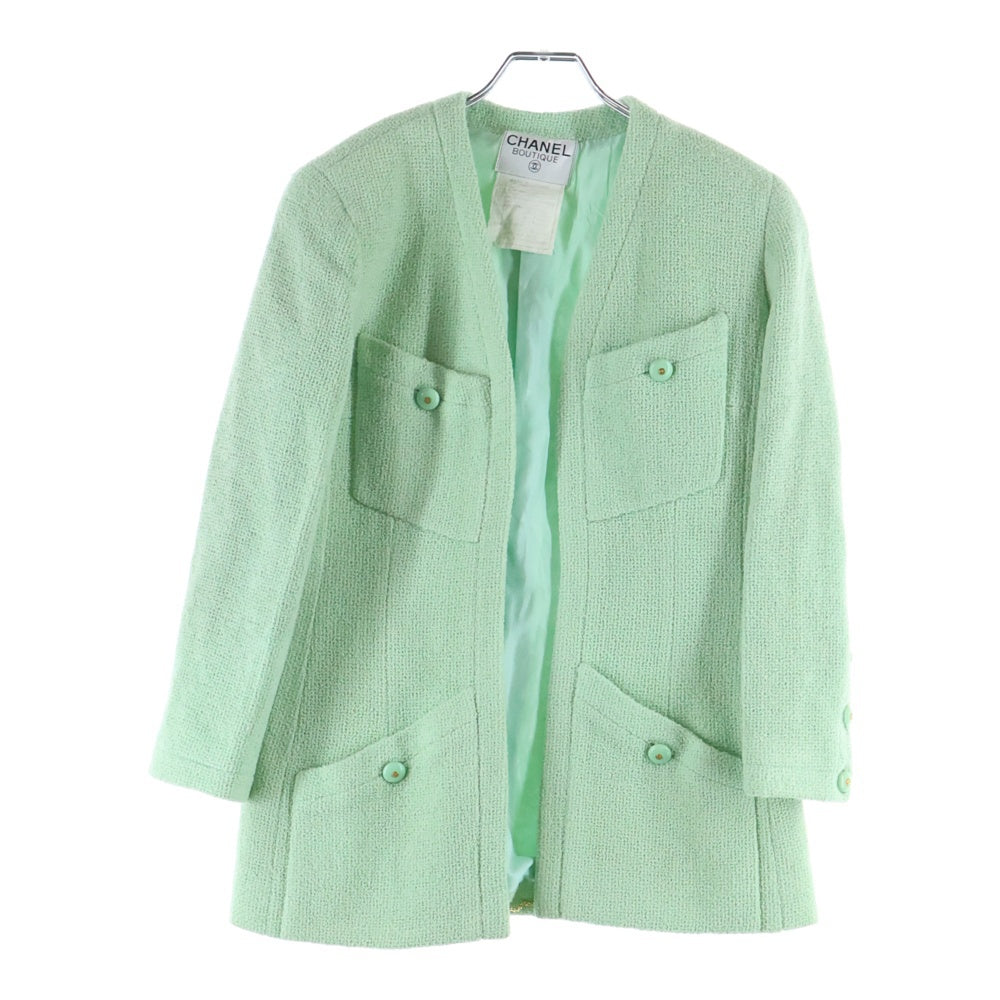 CHANEL(シャネル) ココマークボタン ツイード ジャケット エメラルド