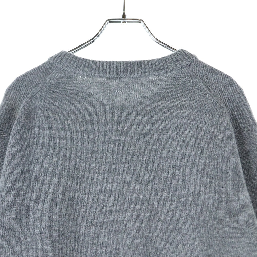 GUCCI(グッチ) ロゴ刺繍 インターシャ ウールニットセーター グレー 795347