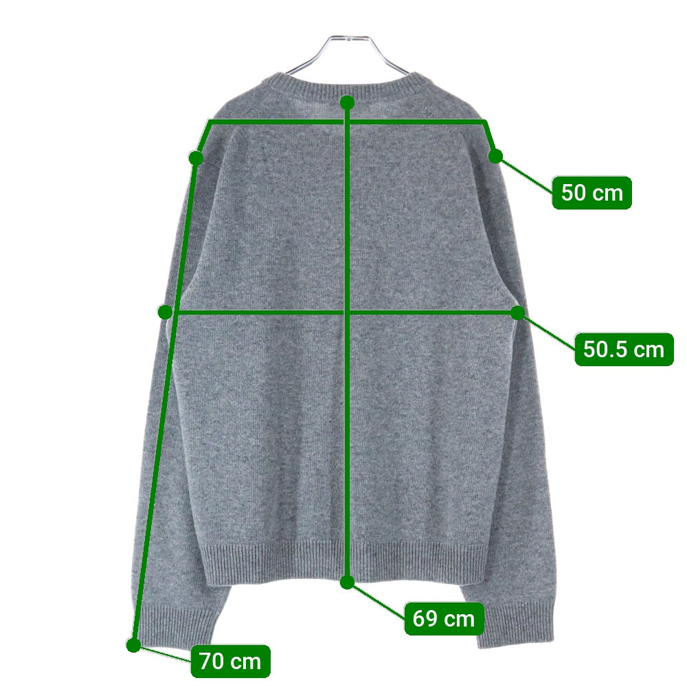 GUCCI(グッチ) ロゴ刺繍 インターシャ ウールニットセーター グレー 795347