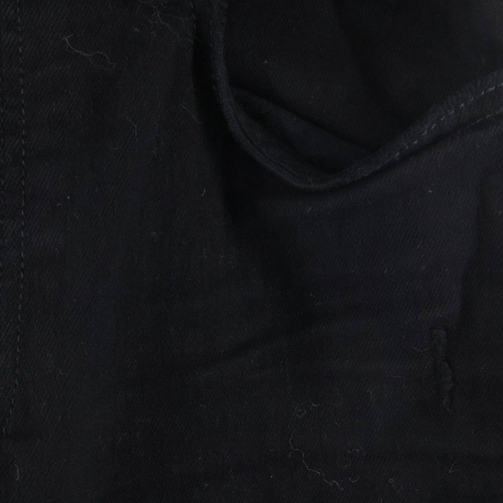 AMIRI(アミリ) レザー蛇腹 バイカークラッシュ ストレッチ スキニーデニムパンツ ブラック SR1PXMD001SAMDSI