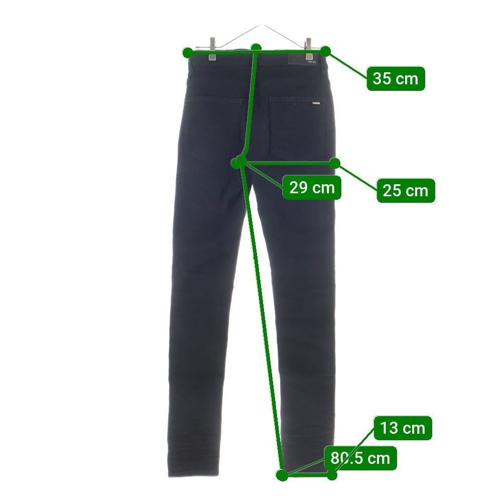 AMIRI(アミリ) レザー蛇腹 バイカークラッシュ ストレッチ スキニーデニムパンツ ブラック SR1PXMD001SAMDSI