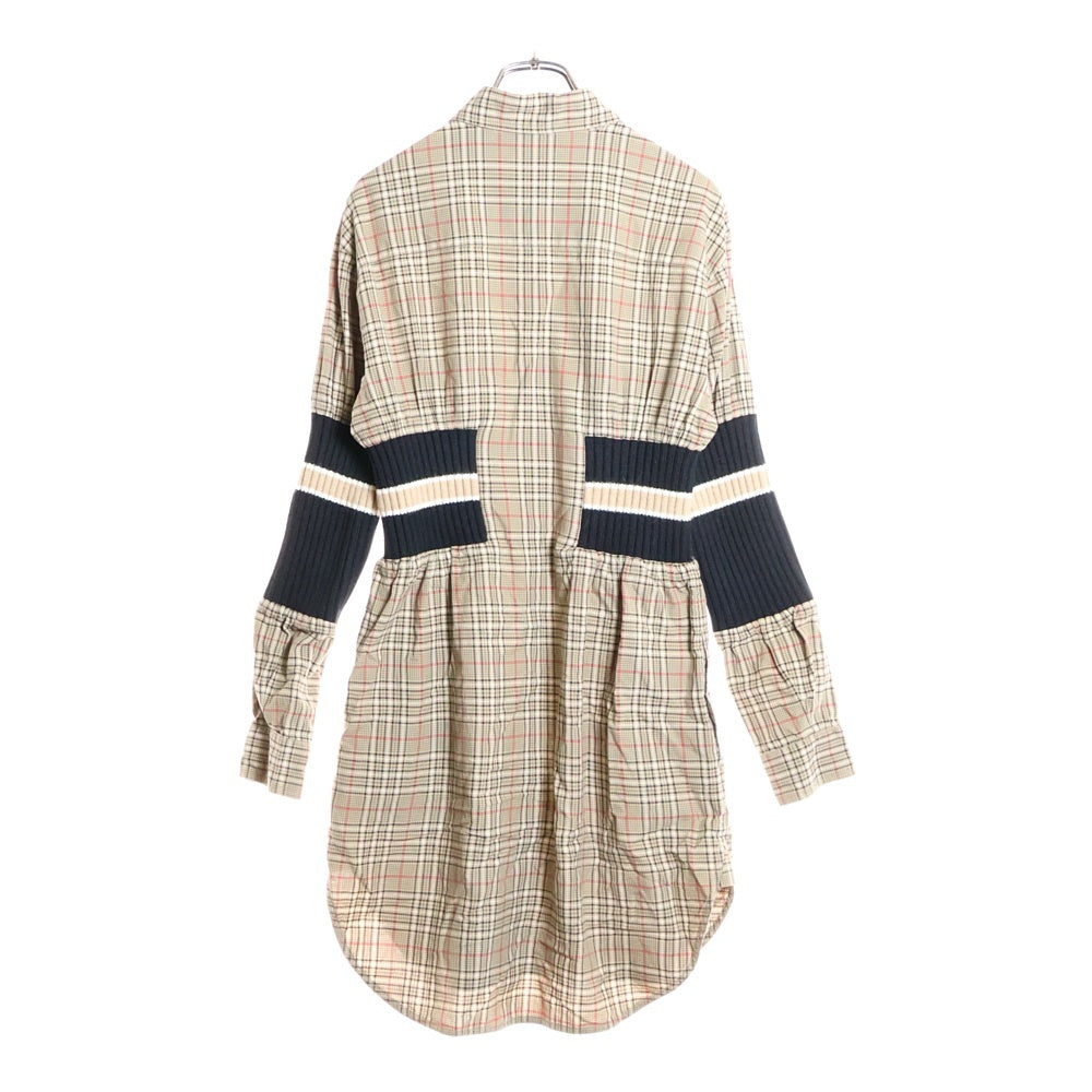 BURBERRY(バーバリー) ティッシ期 ノヴァチェック ニット切り替え シャツ ワンピース ベージュ 8036139