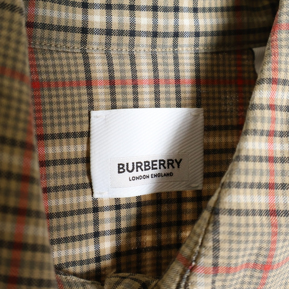 BURBERRY(バーバリー) ティッシ期 ノヴァチェック ニット切り替え シャツ ワンピース ベージュ 8036139