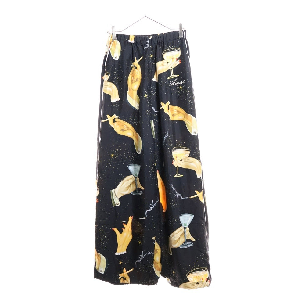 AMIRI(アミリ) Champagne シャンパングラフィック シルクパンツ ブラック レディース