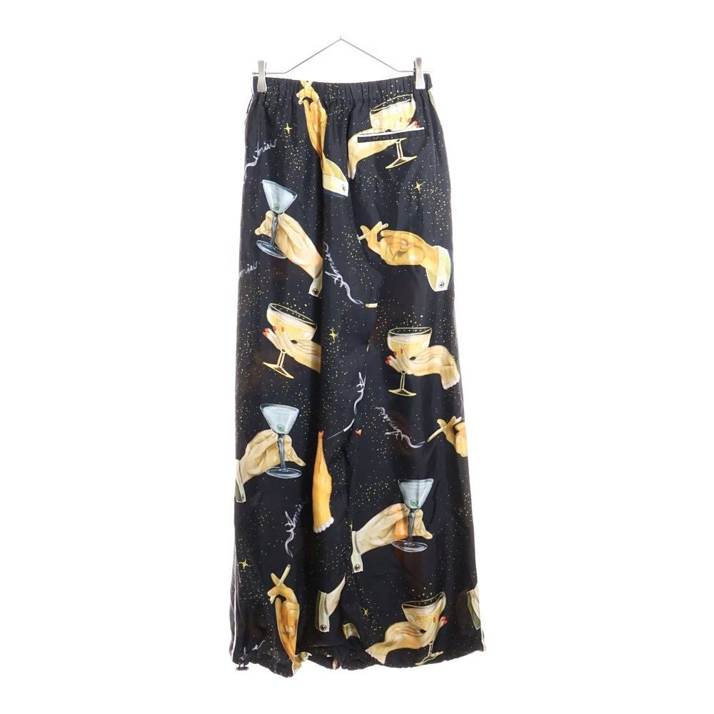 AMIRI(アミリ) Champagne シャンパングラフィック シルクパンツ ブラック レディース