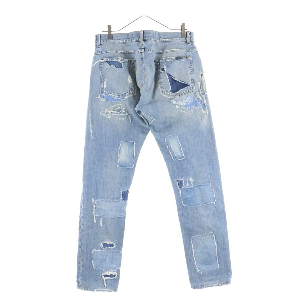 DOLCE & GABBANA(ドルチェアンドガッバーナ) ダメージ加工 パッチワーク スキニーデニム インディゴ