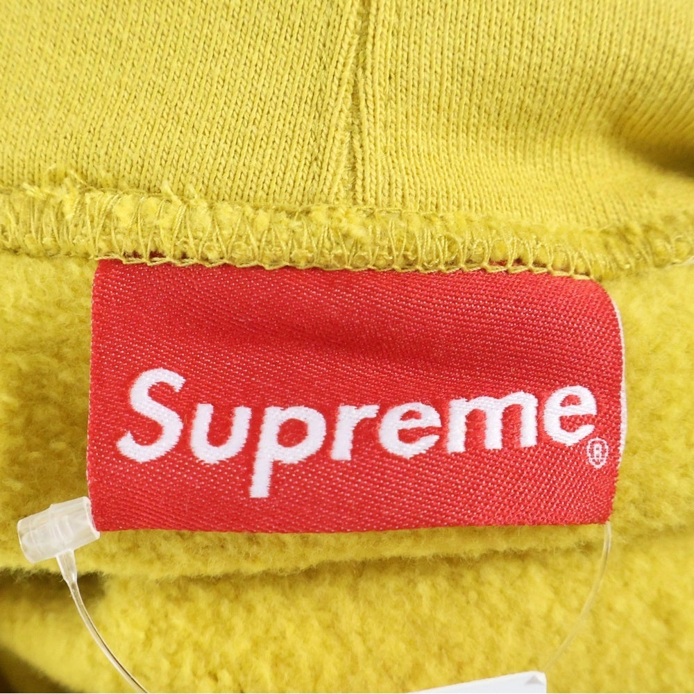 SUPREME(シュプリーム) 19AW Text Rib Hooded Sweatshirt アームロゴ フーディプルオーバーパーカー イエロー