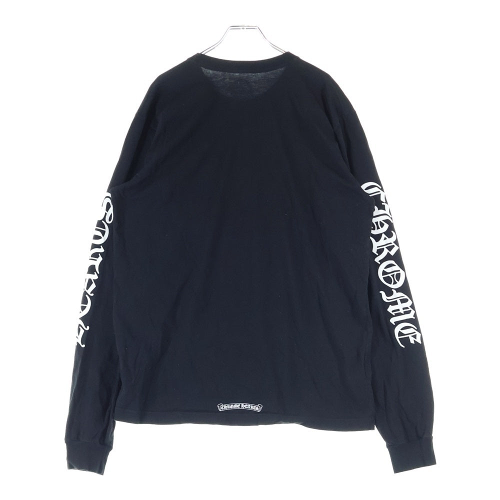 CHROME HEARTS(クロムハーツ) CH LS NECK LOGO ネックロゴプリント 袖ロゴ 長袖Tシャツ ロングスリーブカットソー ブラック
