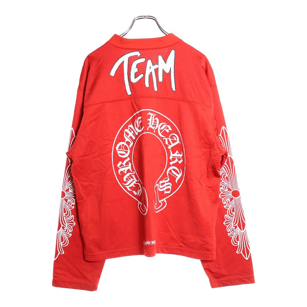CHROME HEARTS(クロムハーツ) ×MATTY BOY PPO FORM TEAM MESH WARM UP JERSEY TEE マッティボーイ メッシュプリントジャージー長袖Tシャツ カットソー レッド