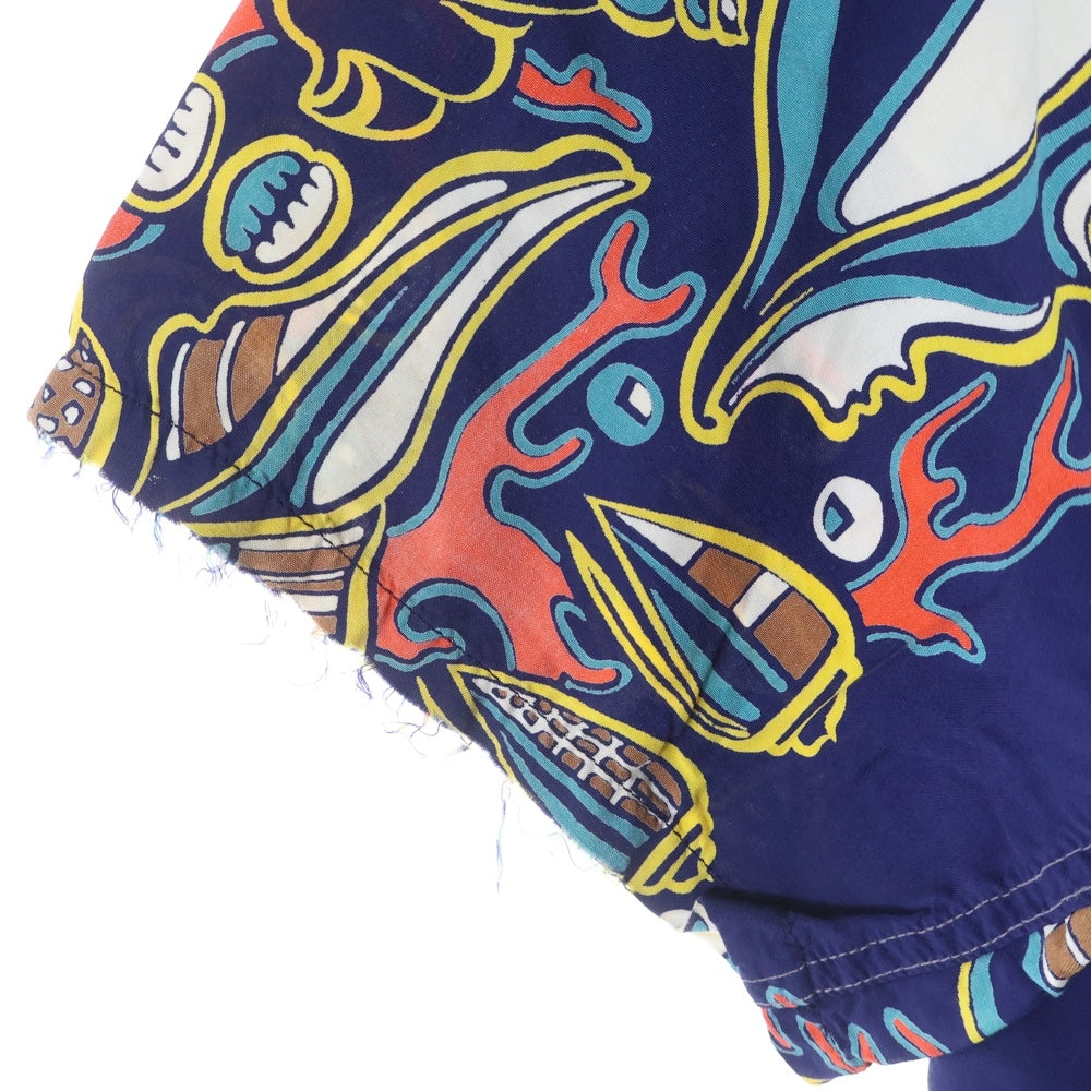 VINTAGE(ヴィンテージ) 50s 柄ボーダー レーヨン アロハシャツ 総柄 マルチカラー