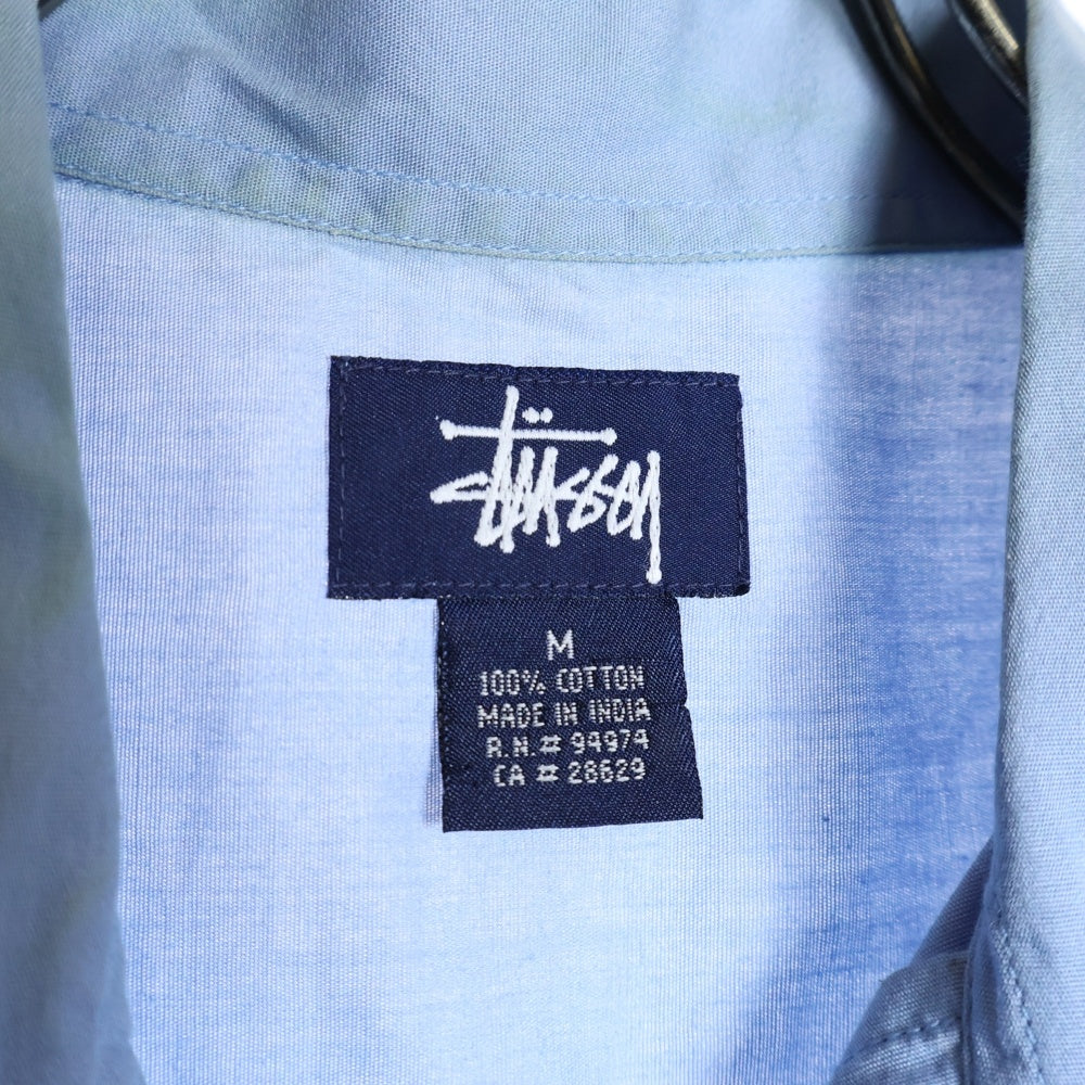 STUSSY(ステューシー) 90s 紺タグ オールド パームツリー 開襟 半袖 オープンカラーシャツ ブルー