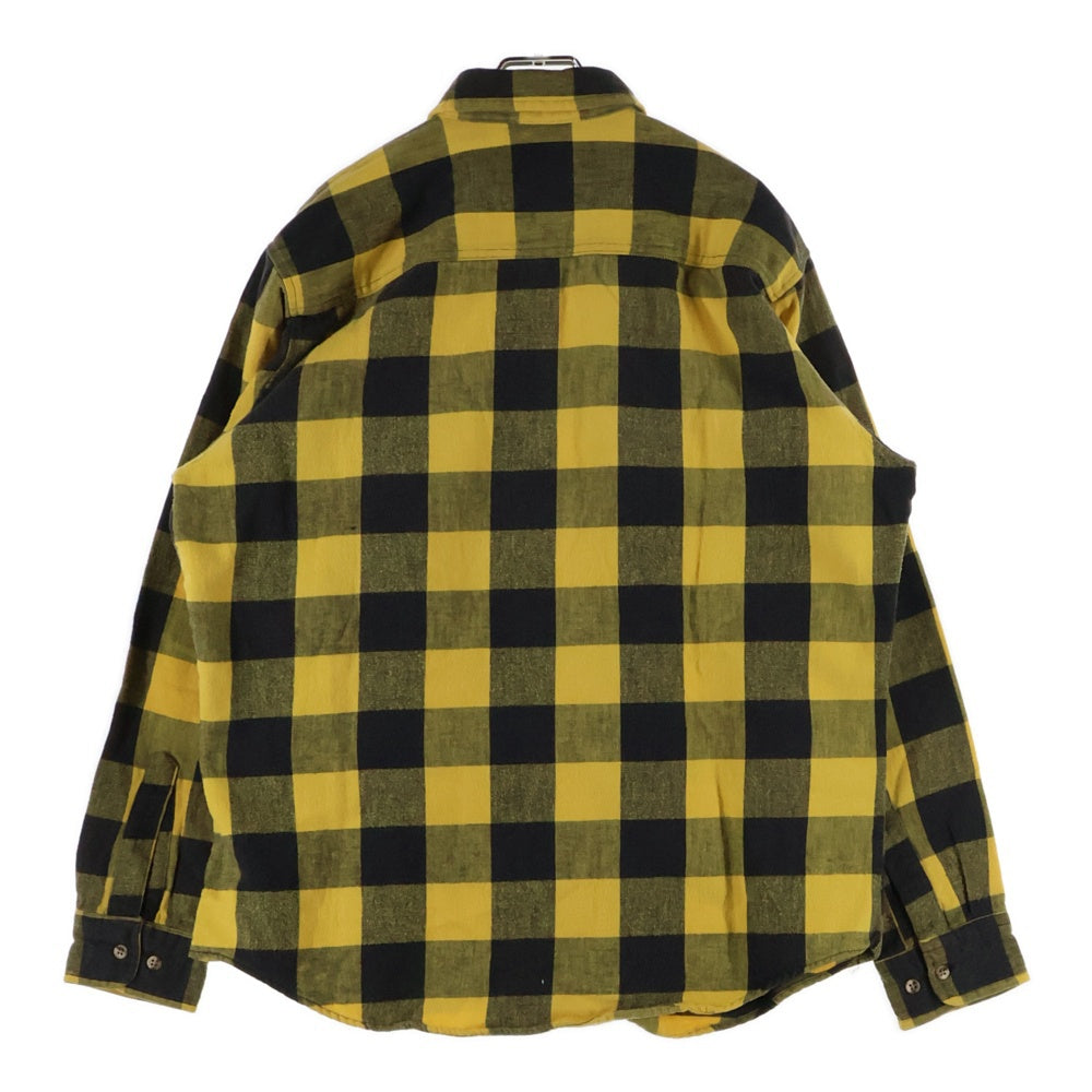 NO BRAND(ノーブランド) ST JOHNS BAY セントジョンズベイ 90s フランネルシャツ バッファロー ブロックチェック ネルシャツ イエロー/ブラック