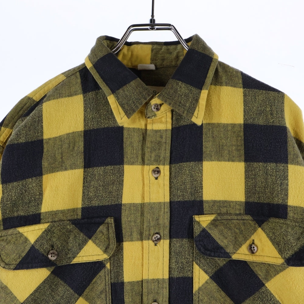 NO BRAND(ノーブランド) ST JOHNS BAY セントジョンズベイ 90s フランネルシャツ バッファロー ブロックチェック ネルシャツ イエロー/ブラック