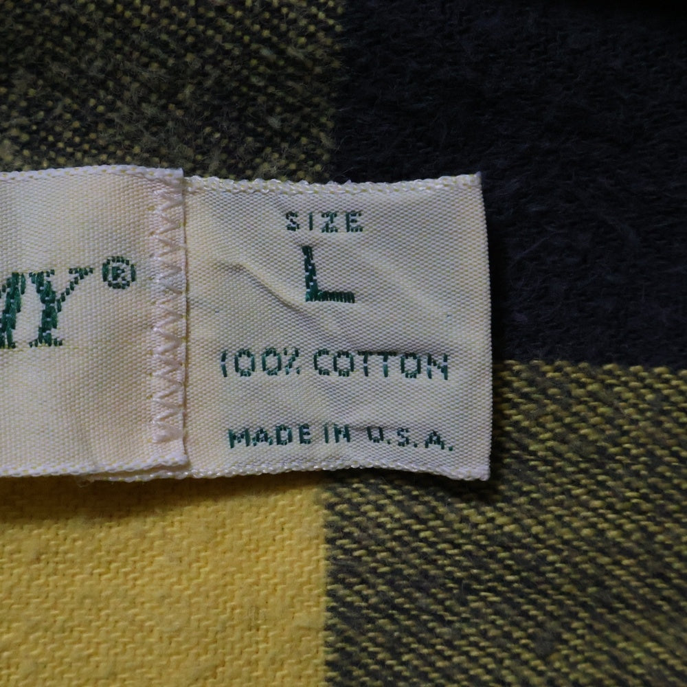 NO BRAND(ノーブランド) ST JOHNS BAY セントジョンズベイ 90s フランネルシャツ バッファロー ブロックチェック ネルシャツ イエロー/ブラック