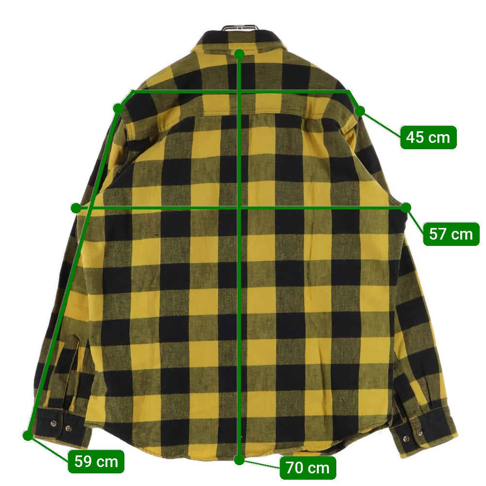 NO BRAND(ノーブランド) ST JOHNS BAY セントジョンズベイ 90s フランネルシャツ バッファロー ブロックチェック ネルシャツ イエロー/ブラック