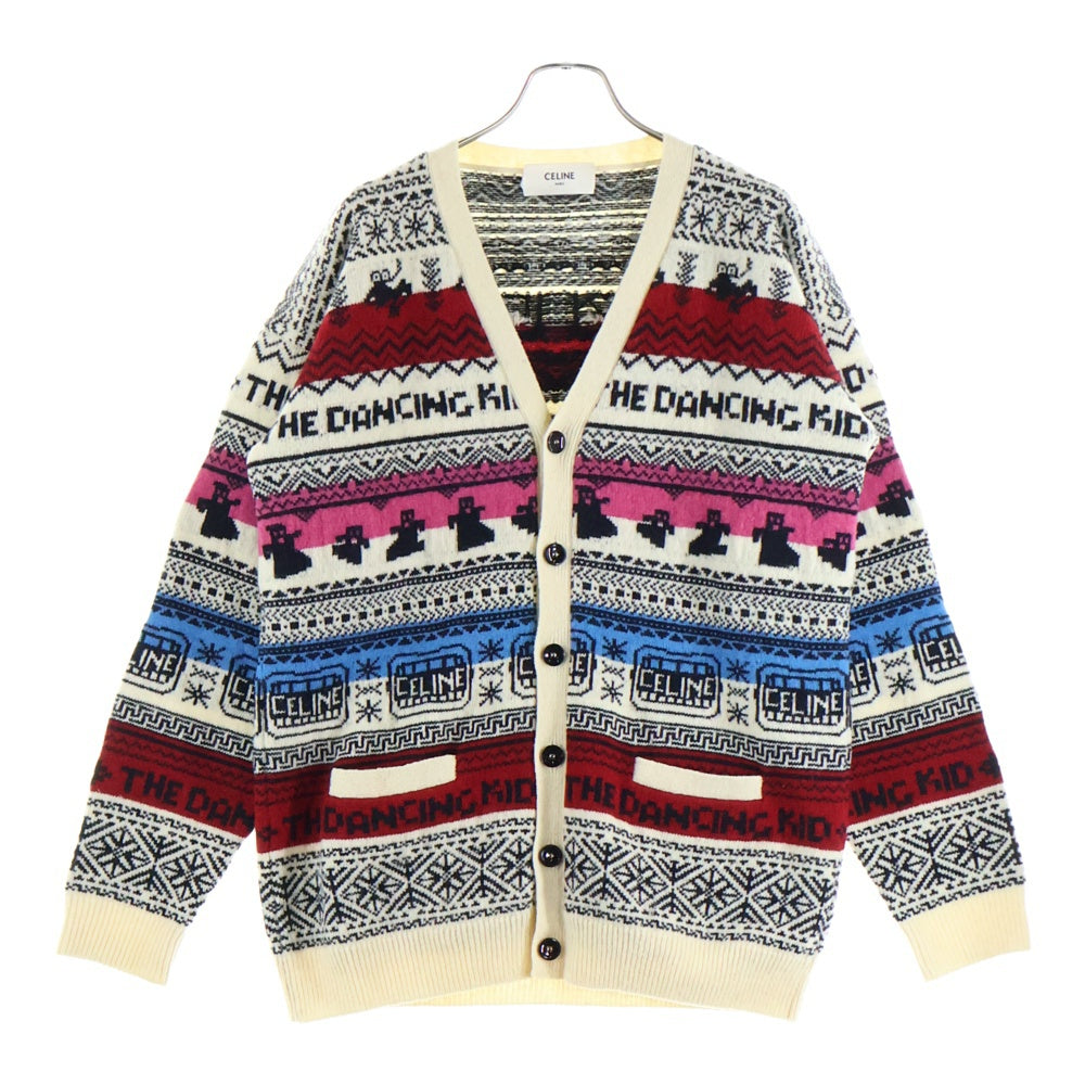 21SS CELINE Dancing Kid カーディガン S CELINE(セリーヌ) 21SS THE DANCING KID 総柄ウールジャガードルーズ