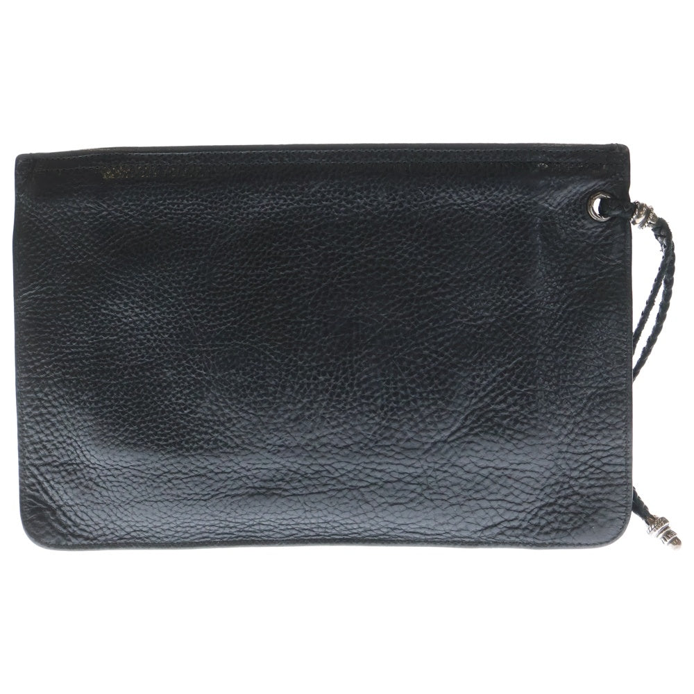 CHROME HEARTS(クロムハーツ) FLAT MED PLAIN ダガー ジップ クラッチバッグ ブラック