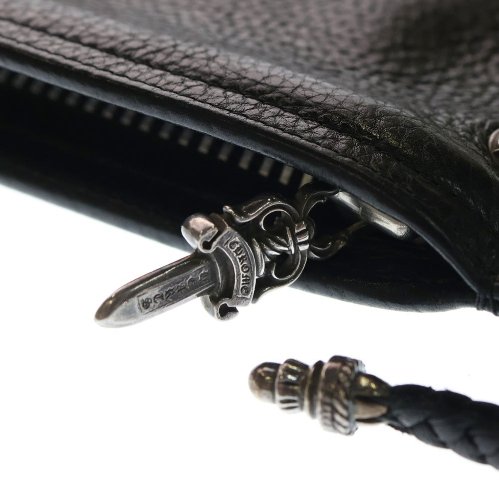 CHROME HEARTS(クロムハーツ) FLAT MED PLAIN ダガー ジップ クラッチバッグ ブラック