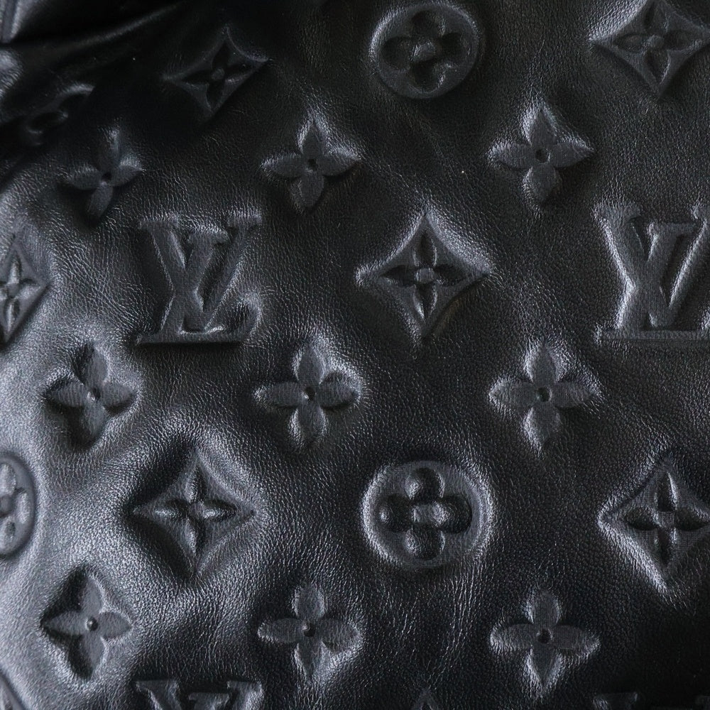 LOUIS VUITTON(ルイヴィトン) モノグラムラムレザー切り替え オーバーサイズパッファージップアップ ダウンジャケット HPB80ERSC ブラック