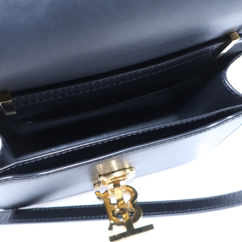 BURBERRY(バーバリー) TBメタルロゴ レザーショルダーバッグ ブラック レディース