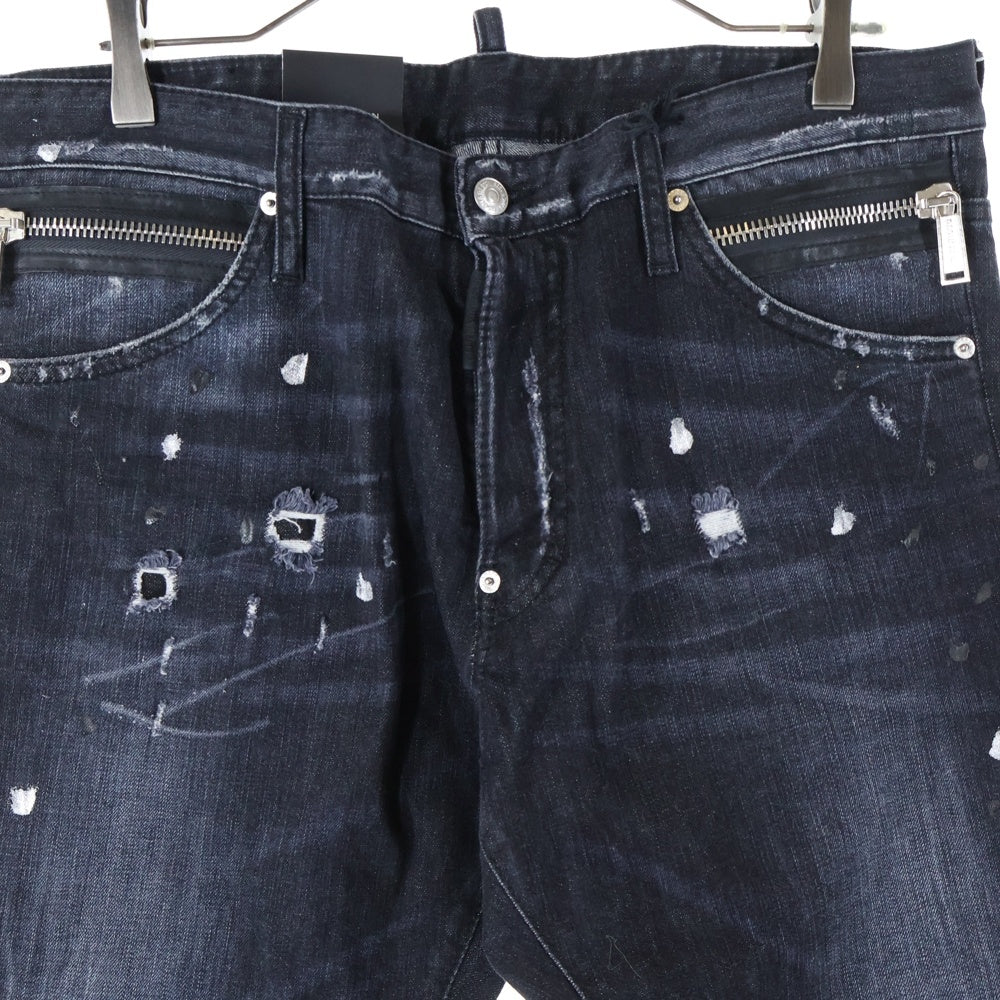 DSQUARED2(ディースクエアード) 15AW スリムフィット ダメージペイント デニム ブラック S74LA0840